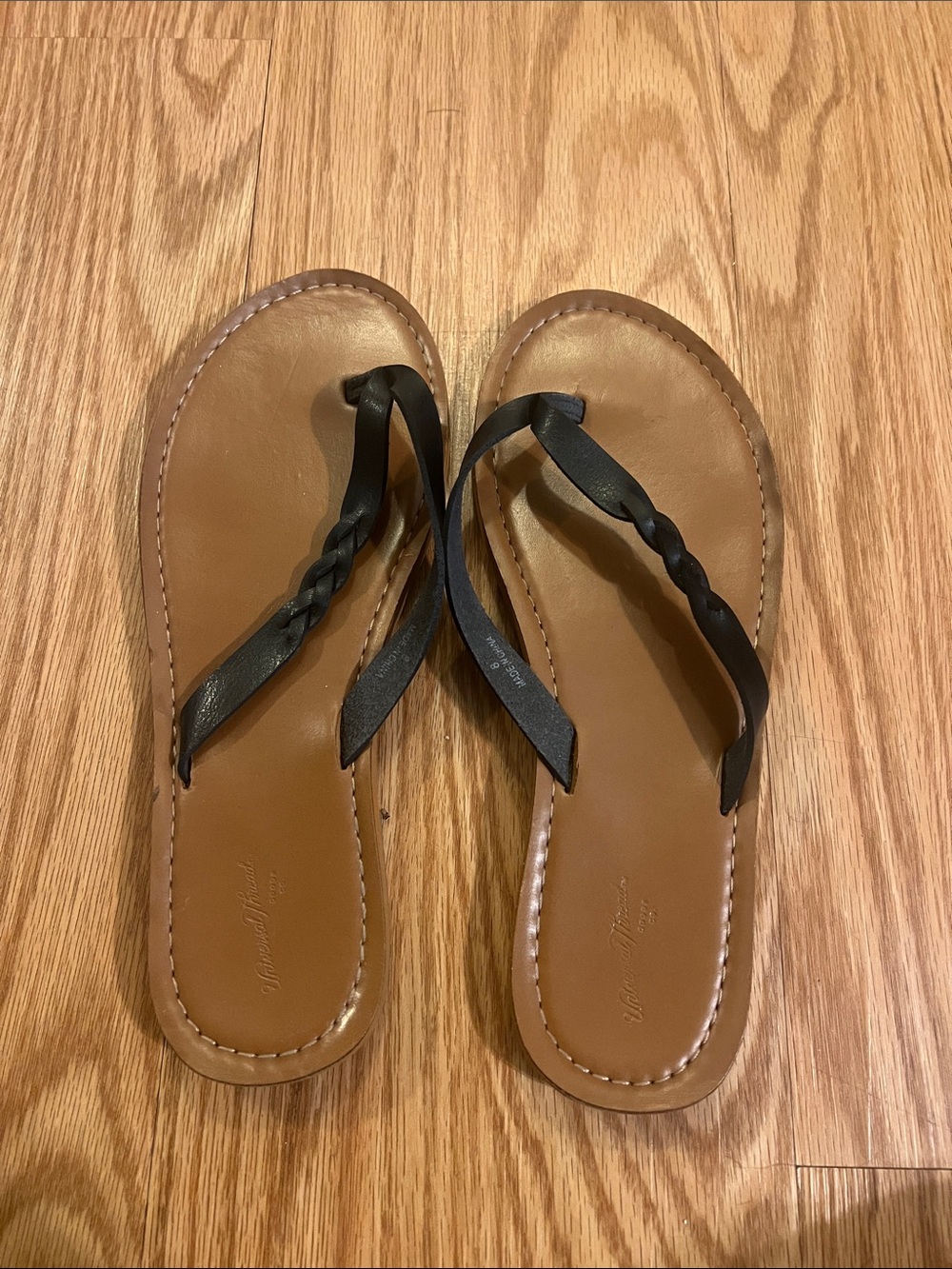 Universal Thread Braided Strap Flip Flop Sandals in Black and Brown